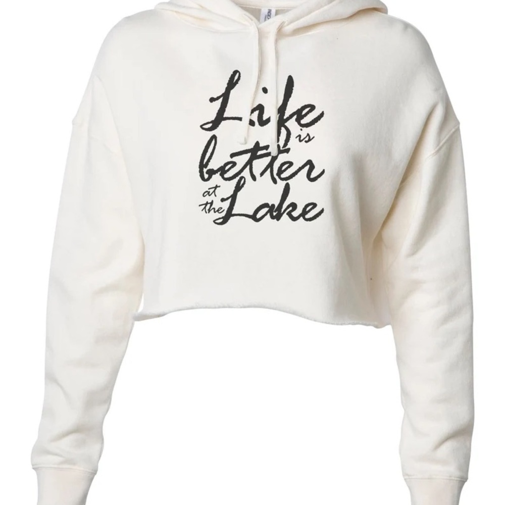 Women’s Crop Top Hoodie “Life is Better at The Lake” Summer Fall Fashion XS-2XL